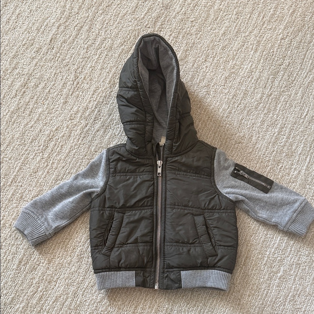 Olive and Gray Zip Up Jacket